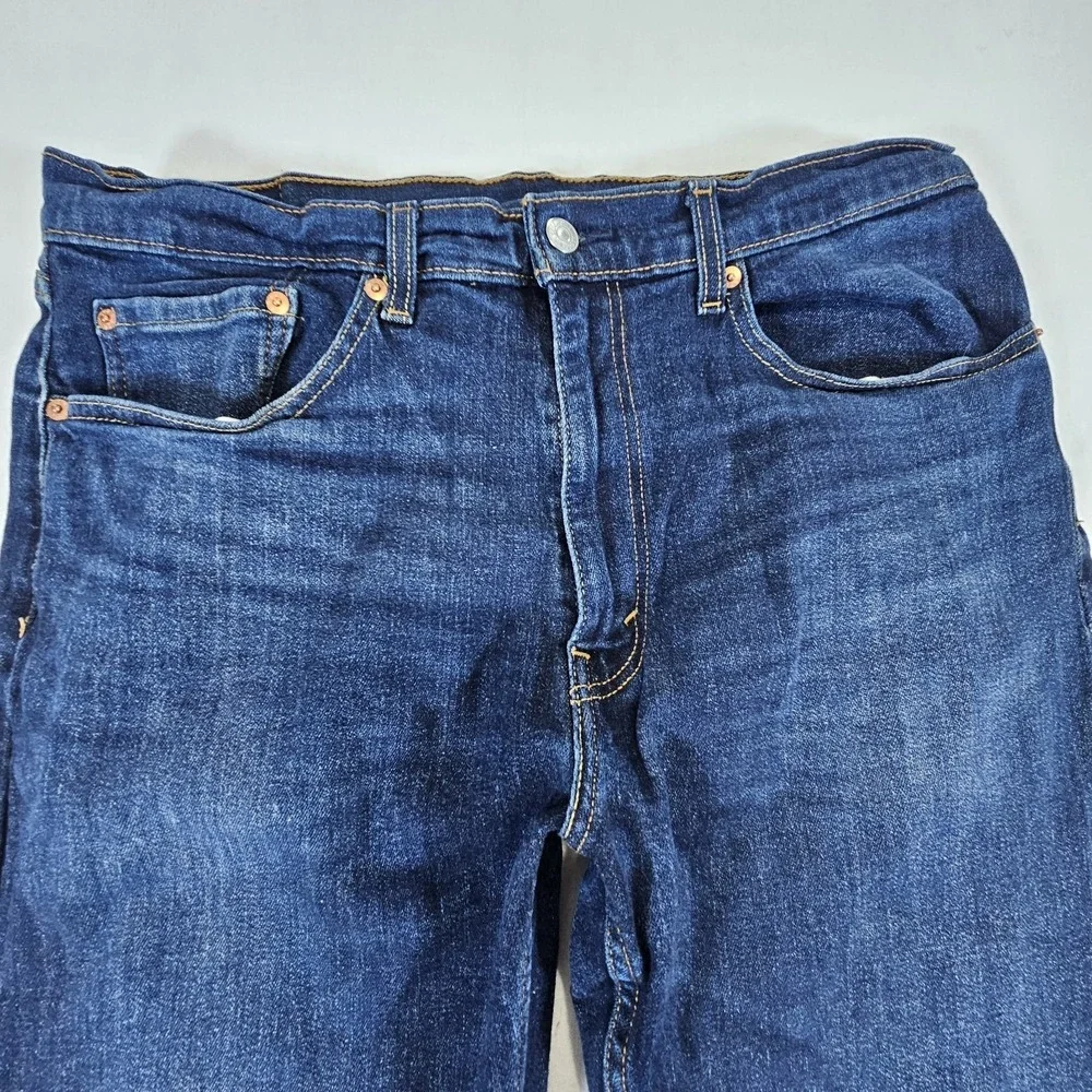 Levi's 505 Jeans Mens 36 32 Regular Fit Straight Leg Jeans Dark Wash Red 